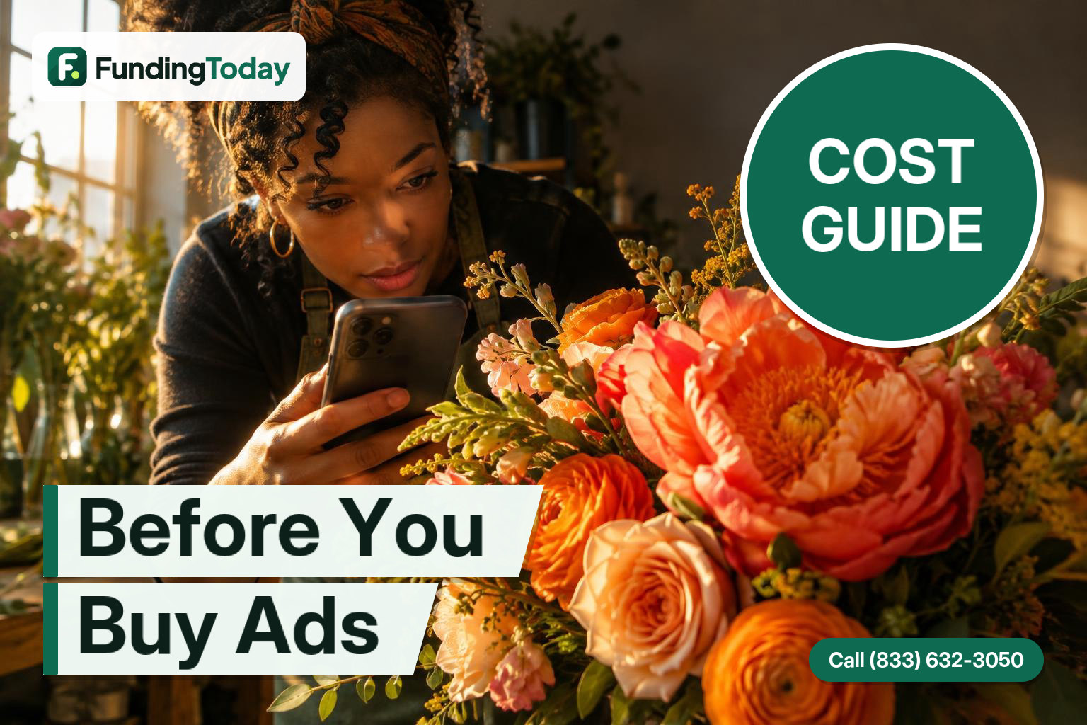Florist photographing a bouquet; independent take on digital marketing tips from the Bluevine team