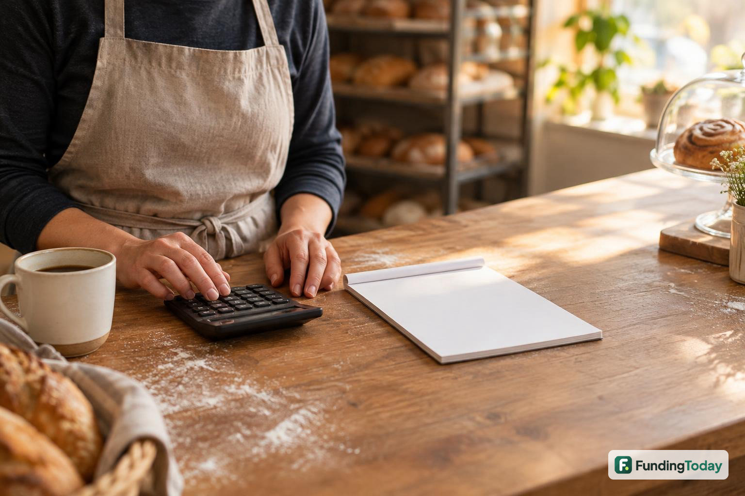 Bakery owner with a calculator, reviewing MCA contract terms to avoid before checking the true cost