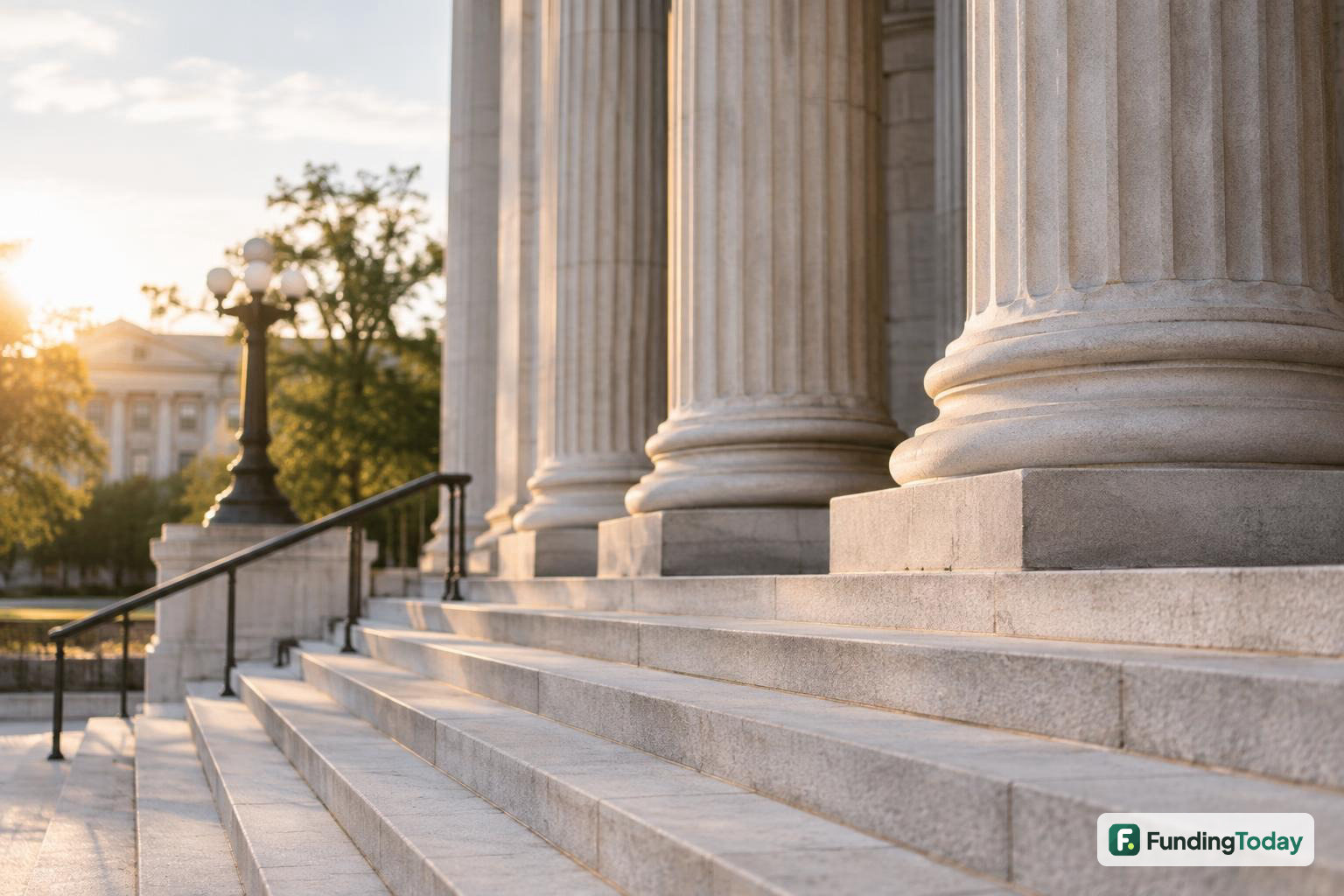 Quiet courthouse steps in morning light, illustrating what an MCA confession of judgment can lead to