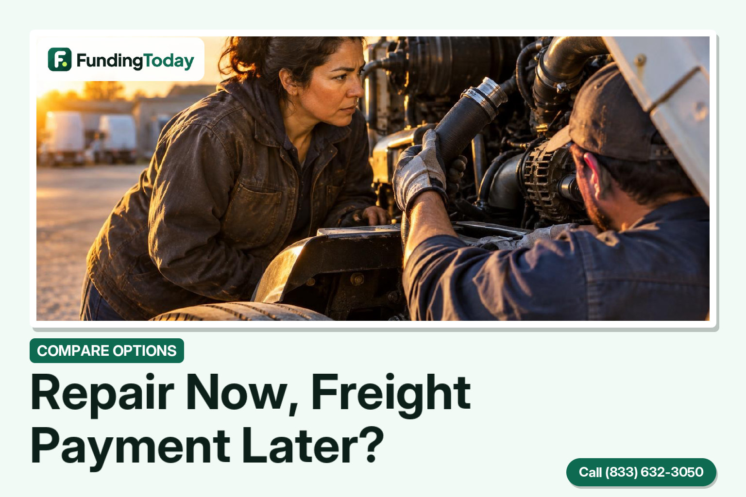 Owner-operator assessing a truck repair while considering trucking company working capital